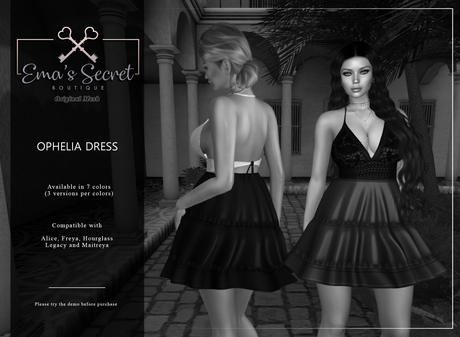 Second Life Marketplace - -Ema's Secret- DEMO Ophelia Dress (add me)